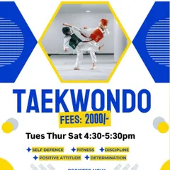 This poster details our Taekwondo classes in West Punjabi Bagh, including fees and schedule. It's a great way for kids to build confidence and strength.