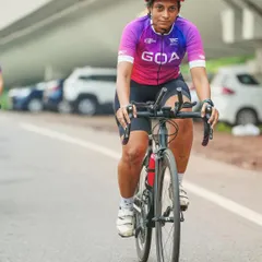 An action portrait of a cyclist from Team Goa, showing pure focus and determination. My goal with athlete portraits is to capture the mindset of a competitor, whether on the road or in the studio.
