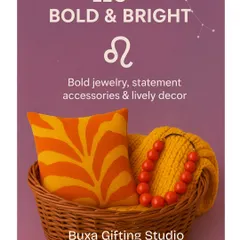 A gift idea for the bold and bright Leo. This hamper could include statement jewelry, vibrant accessories, and lively home decor.
