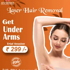 Curious about laser hair removal? Try our US FDA approved underarm trial session for only ₹299 and experience the first step towards smooth, hair-free skin.