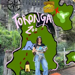 Exploring Toronga Zoo like a treasure hunt. I can create a custom map overlay on your photo, highlighting the location and adding fun, thematic illustrations.