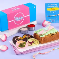 This Rakhi hamper is for the sister! It includes our special teacake, mendiant chocolates, and a lovely rakhi, because sisters deserve to be celebrated too.
