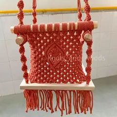 I am so proud of this handmade macrame baby swing! It's crafted with a solid wooden base and strong, soft cotton cords to be both super cute and completely safe for your little one. It’s a beautiful and fun addition to any nursery or playroom.