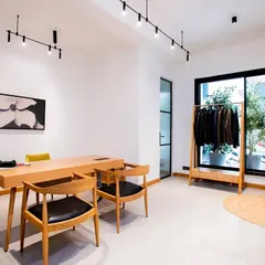 This zen office, inspired by the Wabi Sabi philosophy, was completed using our Magnetic Modular Decorative Lighting System. The linear track lighting provides clean, minimal illumination that complements the calm and uncluttered design of the space.