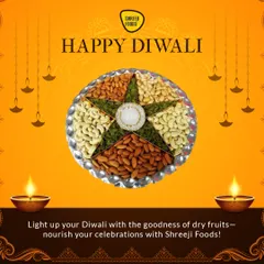 When festival season comes around, this is how we celebrate. This beautiful star-shaped platter, filled with a mix of my finest almonds, cashews, and pistachios, is perfect for gifting. It’s a healthy, thoughtful way to share happiness with your loved ones during Diwali or any special occasion.
