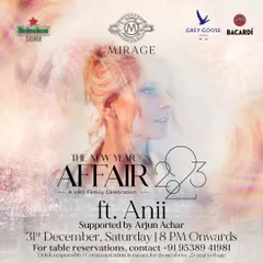 The poster for "The New Year Affair 2023" at Mirage, where I supported the amazing Anii to welcome the new year.