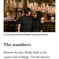 We were so proud to be featured in Vogue India. This is us, the co-founders, Malvika and Karuna. I (Karuna) handle the creative side, while Malvika is the producer who handles finances and logistics.