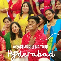 A beautiful moment from our #RadhaKrishnaTour in Hyderabad. Our instructor Vinayak is surrounded by smiling students, all connected by the joy of dance.