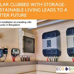 A closer look at the heart of a solar storage system from a recent installation in a leading Bangalore villa community. This setup includes high-quality inverters and monitoring equipment, ensuring your system is robust, reliable, and provides power during grid outages.