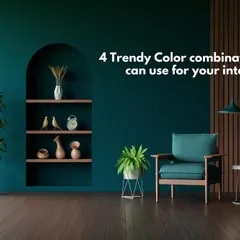 We love sharing trendy color combinations you can use in your home. This image showcases a bold teal and wood combination for a modern, sophisticated look.