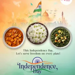 This Independence Day, I served freedom on every plate. This image showcases some of my popular vegetarian curries like Shahi Paneer and Palak Paneer, served with rice.
