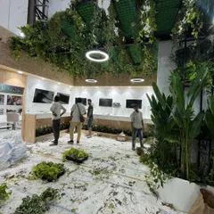 Here is a look behind the scenes during an installation. It might look messy, but this is where the magic begins. Our team is carefully laying out the plants and preparing the structure for a new commercial green wall.