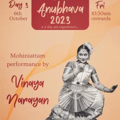 An invitation for rasikas to watch our beloved teacher, Smt. Vinaya Narayanan, perform at the Anubhava art experience in Bangalore.