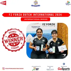 Champions of the FZ Forza Dutch International 2024. My trainees Ashwini and Shikha showcasing their winning form in the Women's Doubles category.