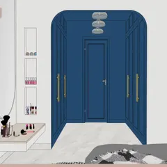 Another view of the master bedroom 3D model. This helps us finalize every detail, from the vanity placement to the lighting, before execution begins.
