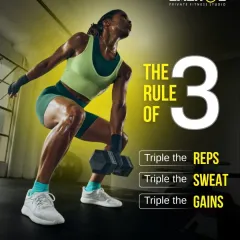 We train by the Rule of 3: Triple the reps, triple the sweat, triple the gains. Our trainers will push you to repeat and transform.