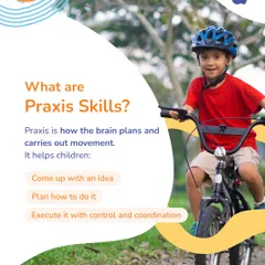 This graphic explains Praxis Skills, which are the brain's ability to plan and carry out movement. Our Move and Groove group is specifically designed to strengthen these skills, helping children with coordination and following instructions.
