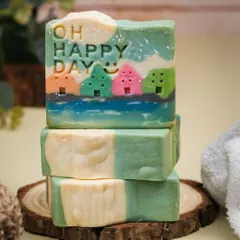 Start your day on a happy note with my "Oh Happy Day" cold-pressed soap. This intricate bar features a cheerful landscape design and is made with a gentle, plant-based formula suitable for all skin types.