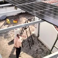 Our team supervising the on-grid solar installation in Dharwad. We ensure every project meets our high standards for quality and safety.