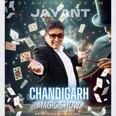 Poster for my show in Chandigarh, highlighting my skills as an illusionist and mentalist.