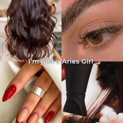 I'm just an Aries girl. Capturing the bold and fiery Aries spirit with striking red-tipped nails, voluminous hair, and perfectly laminated brows.