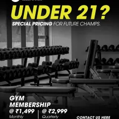 We are committed to nurturing the next generation of athletes. This graphic details our special gym membership pricing for individuals 21 and under, making high-quality training accessible to young champs.