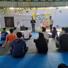 **Learning from the best to prevent shoulder injuries.** We hosted a free Shoulder Health & Injury Prevention Camp with Dr. Jay Singh Yadav, the official physiotherapist for the Indian Paralympics Team. Here, our members are learning about shoulder anatomy and function.
