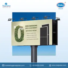 This billboard design encapsulates our core promise: Zero Emissions, 100% Clean Energy. Our superior quality panels deliver long-term performance, making them a cost-effective and sustainable choice.