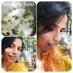 My daily immune-boosting cup of ginger and tulsi tea. Tulsi has antiviral and antibacterial properties, while ginger is a powerful anti-inflammatory. This simple drink helps manage stress, detoxifies the body, and keeps infections at bay.
