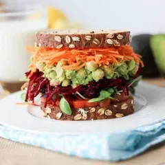 This vegan chickpea salad sandwich is a great plant-based option loaded with colour, crunch, and nutrition. I use whole-grain bread and fresh vegetables to create a hearty meal that's both healthy and delicious.