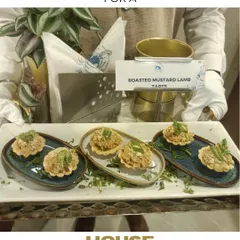 For house parties, we offer personalized service, like our staff circulating trays of delicious Roasted Mustard Lamb tartlets.