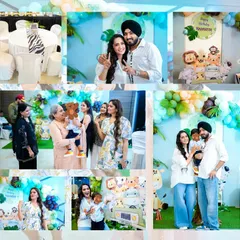 A collage from the jungle-themed first birthday I planned for Asees Kaur's son, Harfateh. It was a magical day filled with joy and wild adventures.