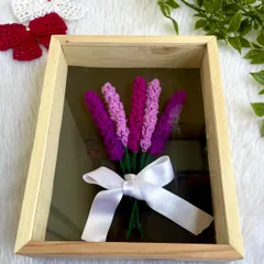 The framed lavender bouquet shown with its protective glass cover. This keeps the flowers safe and dust-free, preserving their beauty for years to come.