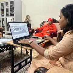 Presenting a detailed 3D render on-site. This technology allows our clients, including respected community leaders, to visualize and approve the architectural elements of their project with complete clarity.