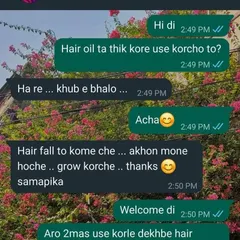 It makes me so happy to receive messages like this. This is a screenshot from a customer who noticed her hair fall reduced and new hair starting to grow after using my hair oil.