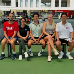 Our coaching team with visiting pro Diana Marcinkevica. We were honored to have her train with us and share her invaluable experience from the WTA tour with our players and staff.