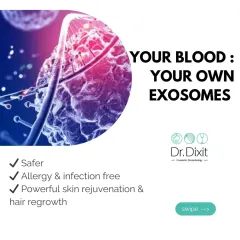 The power of your own blood. By using your own exosomes, we provide a treatment that is safer, free from allergy and infection risks, and delivers powerful skin rejuvenation and hair regrowth.