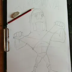 Every great drawing starts with a simple sketch. This is the initial pencil outline for my Hulk Hogan caricature, mapping out the pose and proportions.
