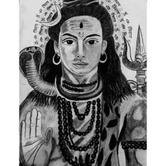 Our drawing classes help students build strong foundational skills, progressing to create detailed and expressive pieces like this charcoal sketch of Lord Shiva. We guide each artist to bring their vision to life on paper.