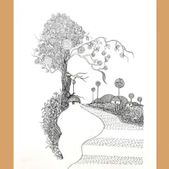 A beautiful and intricate pen sketch on A3 paper, created as a tribute to Rabindranath Tagore.