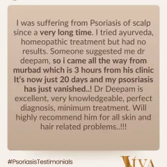 This patient traveled 3 hours to my clinic for his scalp psoriasis after trying other treatments with no results. He was amazed that his psoriasis "just vanished" in only 20 days with a minimal, effective treatment plan.
