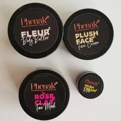 This customer photo showcases some of my best-sellers for dry skin. The collection includes the Fleur Body Butter, Plush Face Cream, Rose Clay Face Mask, and Irish Cream Lip Balm. As the review mentions, these products work together to soothe, moisturize, and provide a beautiful glow.