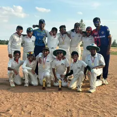 Our U-12 team celebrating their tournament win. These young champions showed incredible skill and teamwork, bringing home the trophy and making the entire academy proud.