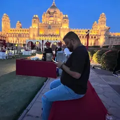 A quiet moment of preparation before the night's festivities at the Jodhpur Palace. Even in the calm, the grandeur is palpable.