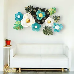 A closer view of the floral wall sculpture, highlighting the textured petals and layered design that create depth and visual interest.