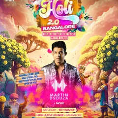 The vibrant poster for the Holi 2.0 festival at High Ultra Lounge, where I played for a massive crowd.
