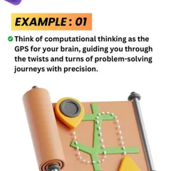 Analogy 1: Computational thinking is like a GPS for your brain. It guides you through the twists and turns of any problem with precision, helping you find the best path to the solution.
