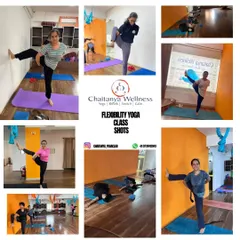 Bending, stretching, and flowing towards new levels of flexibility in our Saturday class. This collage shows students working on various poses to improve their range of motion.