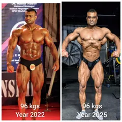 The same body weight, three years apart. This is the definition of body recomposition. The goal is not always weight loss; it is about eating more, lifting heavier, and building muscle for a toned look.