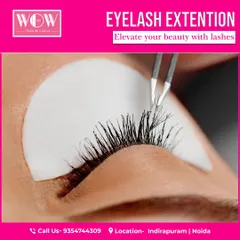 The application process requires a steady hand. Here, you can see our technician expertly placing an individual lash extension, building a custom look one lash at a time.